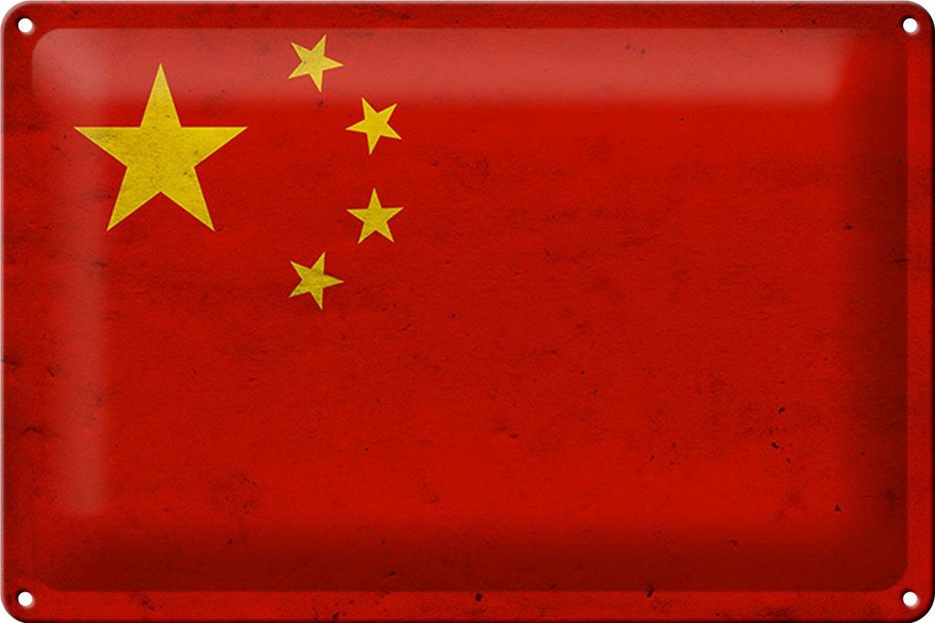 Blechschild Flagge China, 30 x 20 cm, Blechschilder Fahne Nationalität