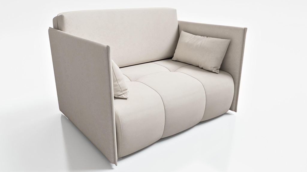 Wohnero24 Nessi 2 Schlafsofa 112x195 cm mit Schlaffunktion & Bettkasten – Sofa Creme