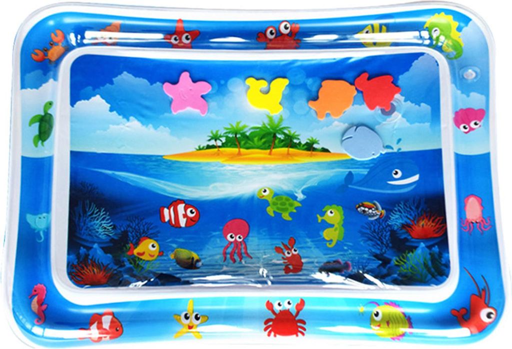Baby Wasserspiel Mat PVC aufblasbare Fischmuster rechteckig geformtes Pad für Kinder Blau Island Stil