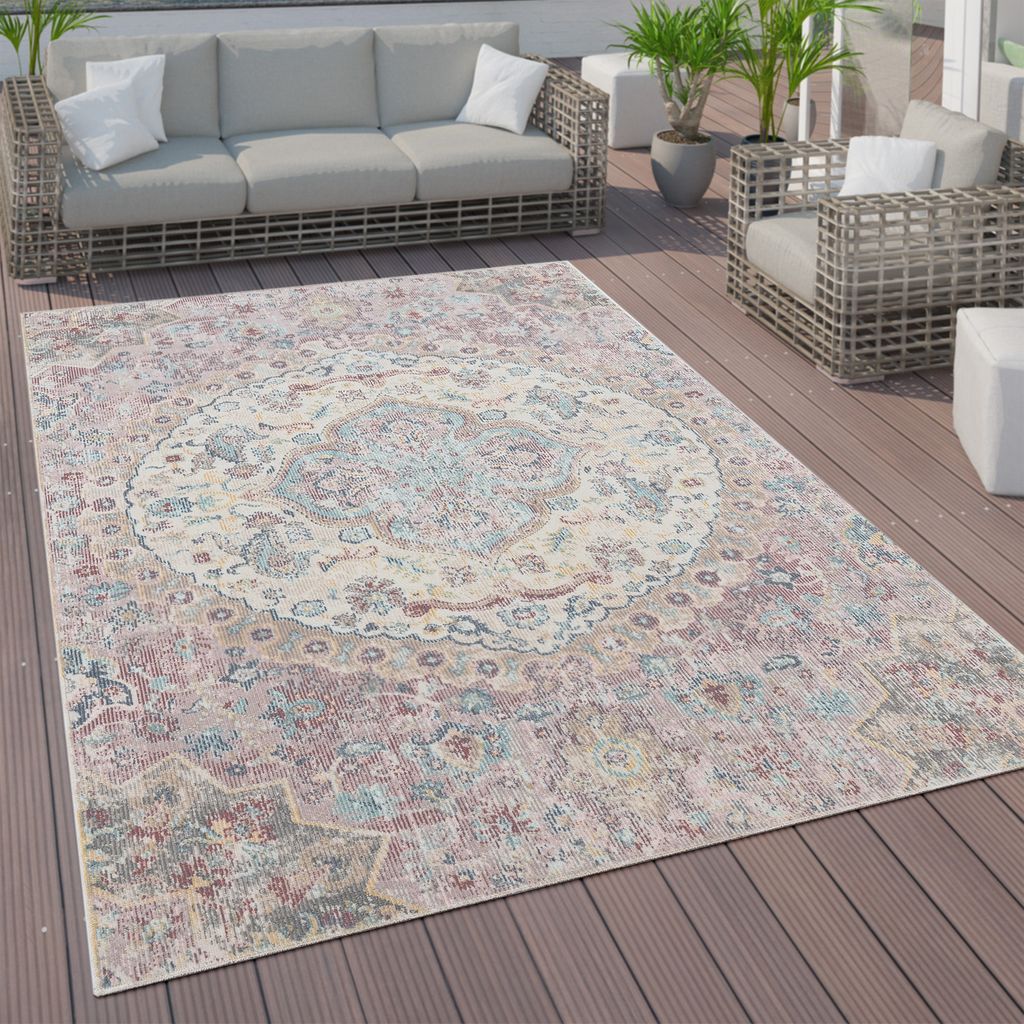 In- und Outdoor-Teppich, Kurzflor Mit Orient Design In versch. Farben und Größen Grösse 140x200 cm