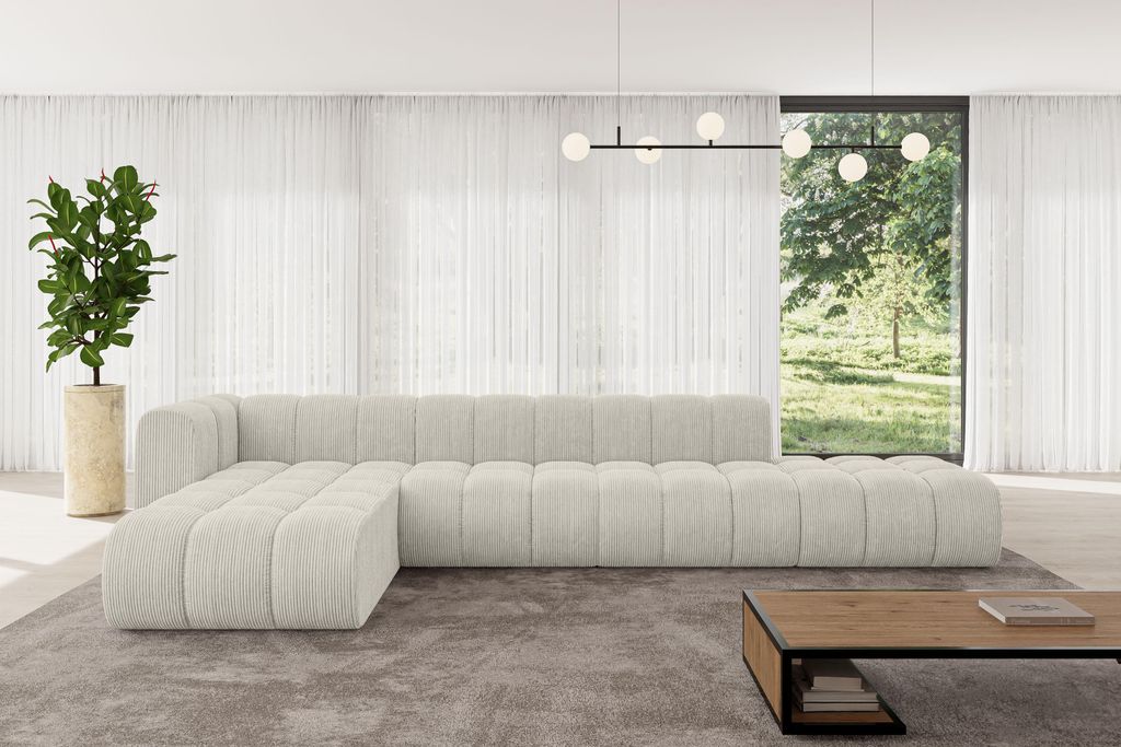 ALTDECOR Modulares Sofa Ecksofa in L-Form - Zuvon-L2 - 387x177x70 cm Cremeweiß - Corner modular Sofa Eckcouch Couch Wohnlandschaft Cauchsofa Boden...