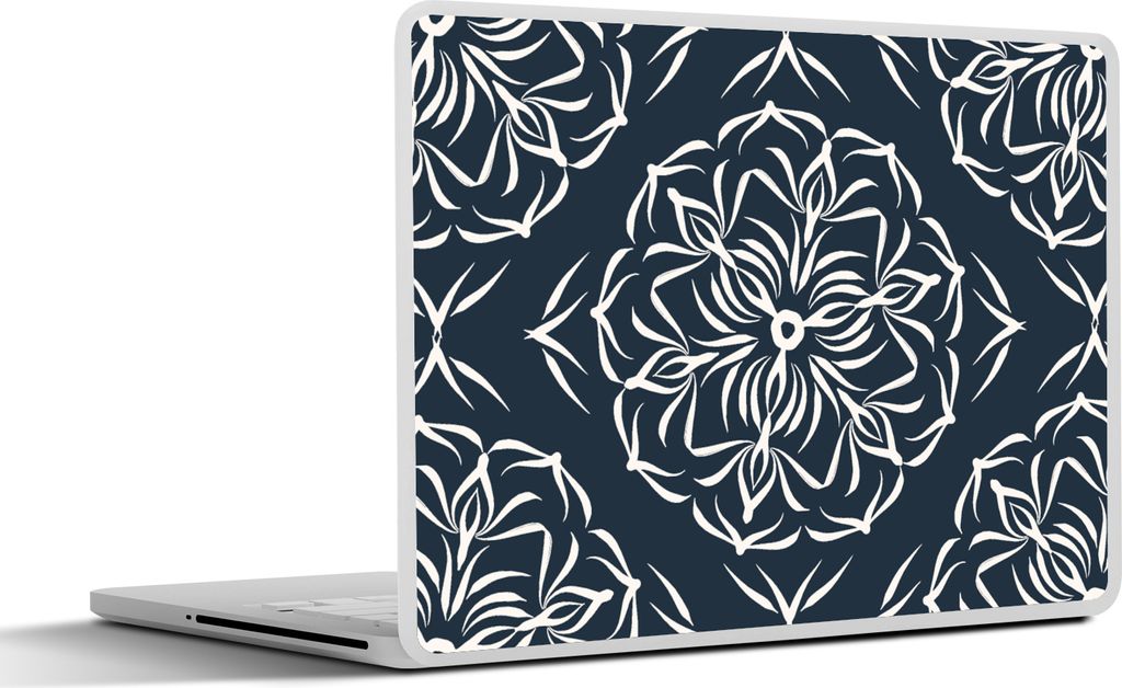 MuchoWow Laptop Aufkleber Sticker Cover Muster - Blume - Dunkelblau 31x22.5 cm - Laptop-Deko