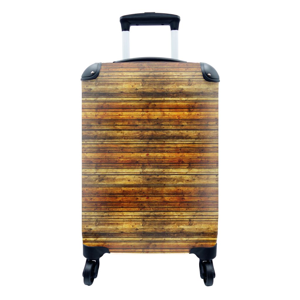 MuchoWow Koffer Handgepäck Trolley Rollkoffer Kleine Reisekoffer mit 4 Rollen - Vintage - Holz - Regale - Cabin Size < 55x40x23 cm & 55x40x20 cm...