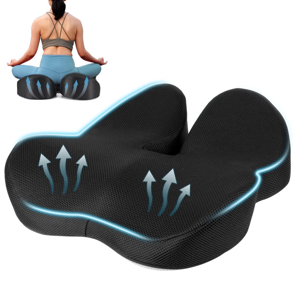 Orthopädisches Sitzkissen mit Memory-Schaum zur Linderung von Steißbeinschmerzen, geeignet für Büro, Auto, Sofa und Rollstuhl, schwarz.