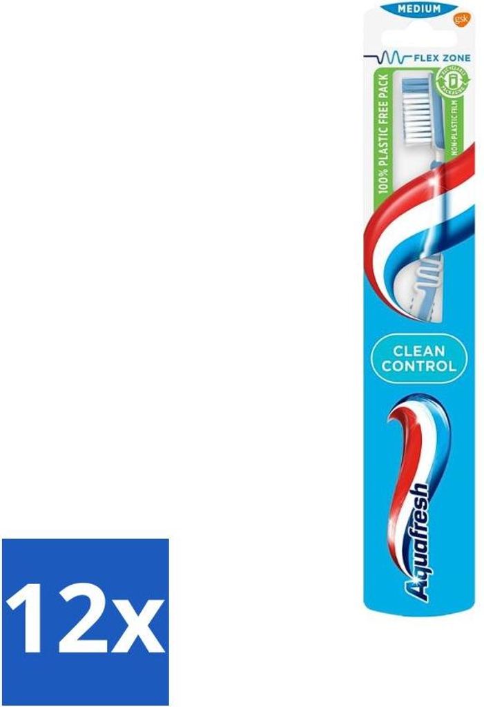 Aquafresh Zahnbürste Clean Control Medium - Vorteilspack - 12 Stücke