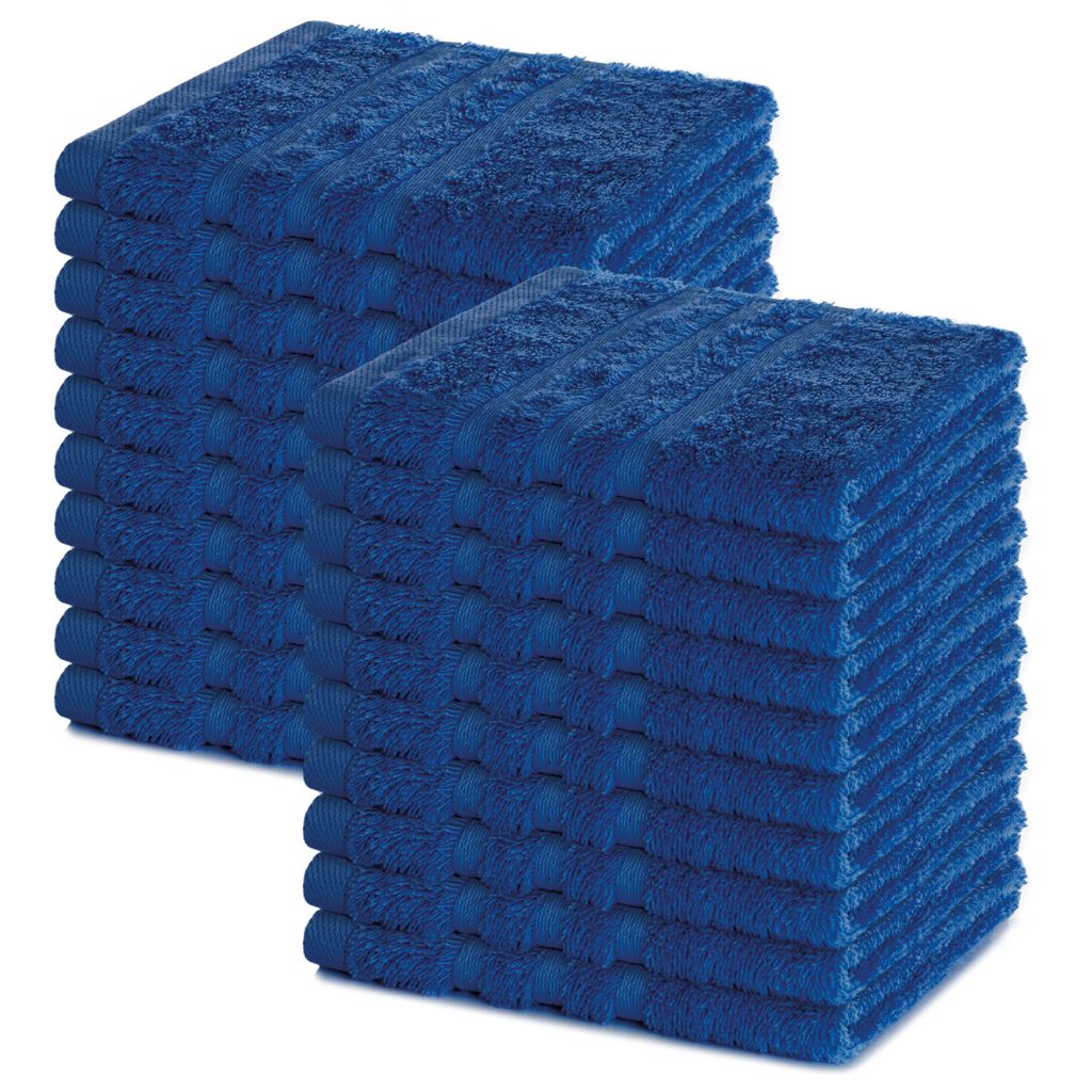 Lavea 20er Seiftuch Set 30x30 cm, 100% Baumwolle Frottier, Gästehandtücher & Waschlappen, waschbar 60°C, Serie Elena, Bad & Gäste-WC, Royalblau
