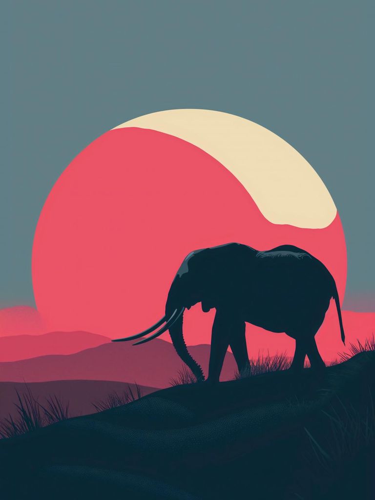 Plakat 30x40cm Elefant bei Rot