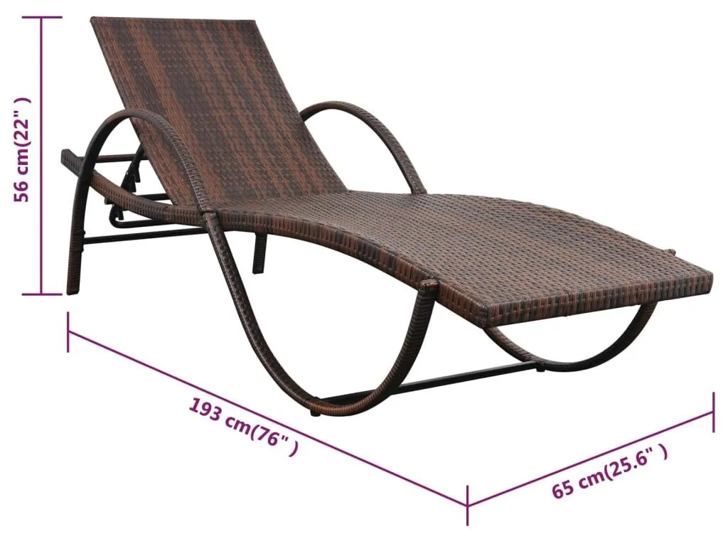 Lit de jardin modulable en poly rotin marron avec tablette intégrée - 7