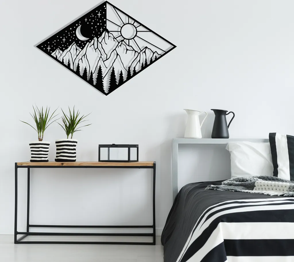 Wallity Süveyda ENZ1245 Décoration Murale Noire en Métal 56 x 38 cm