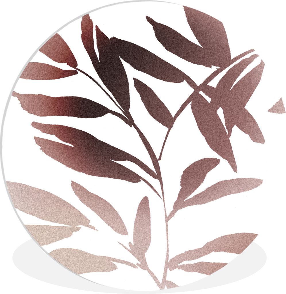 MuchoWow Rundes Wandbild - Runde Bilder Blättern - Design - Abstrakt Ø 60 cm Kreis Wanddekoration Kunststoff - Wandkreis - Wandschmuck - Wand K...