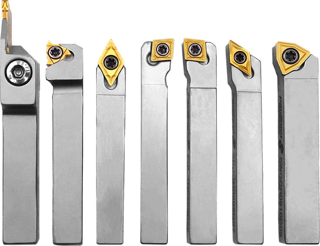 PAULIMOT Drehmeißel-Set mit Wendeplatten, vernickelt, 10 mm, 7-teilig