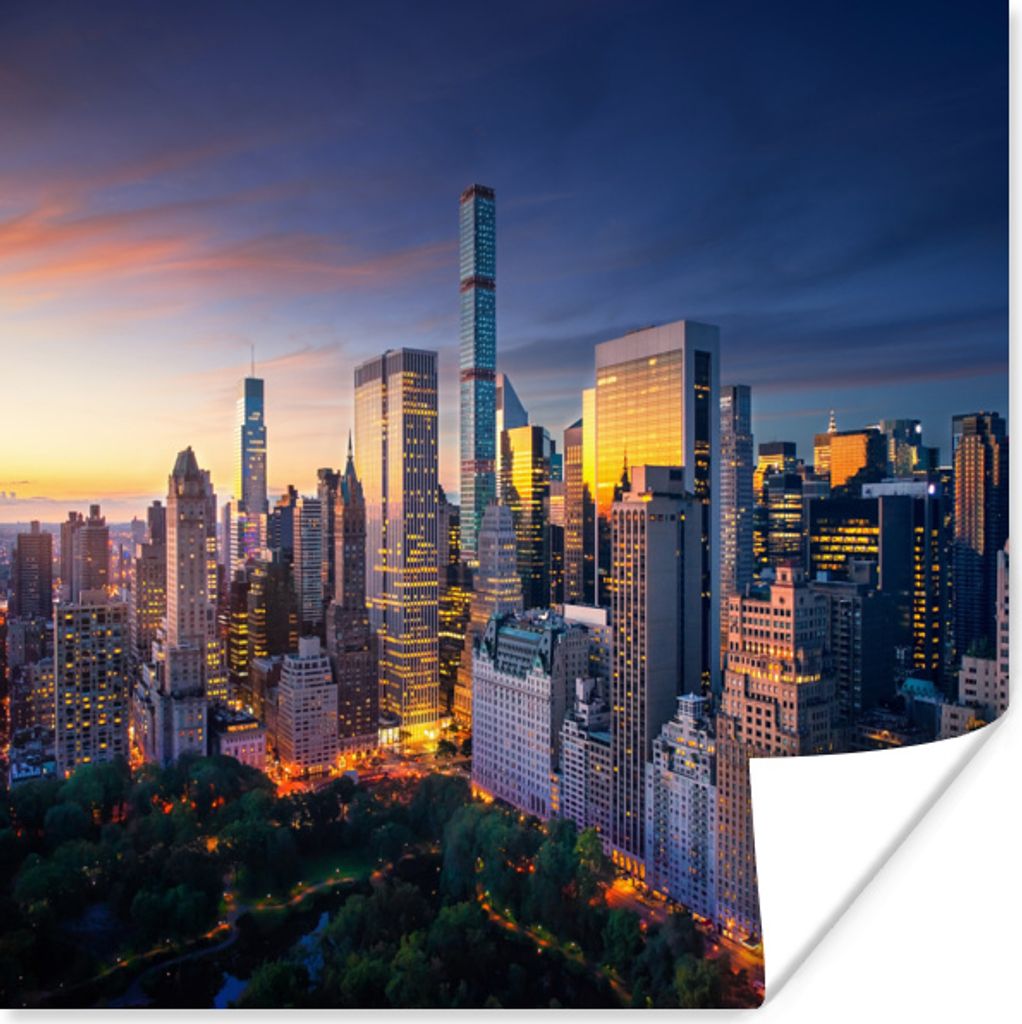 MuchoWow Poster New York - Sonnenuntergang - Skyline 100x100 cm - Babyzimmer