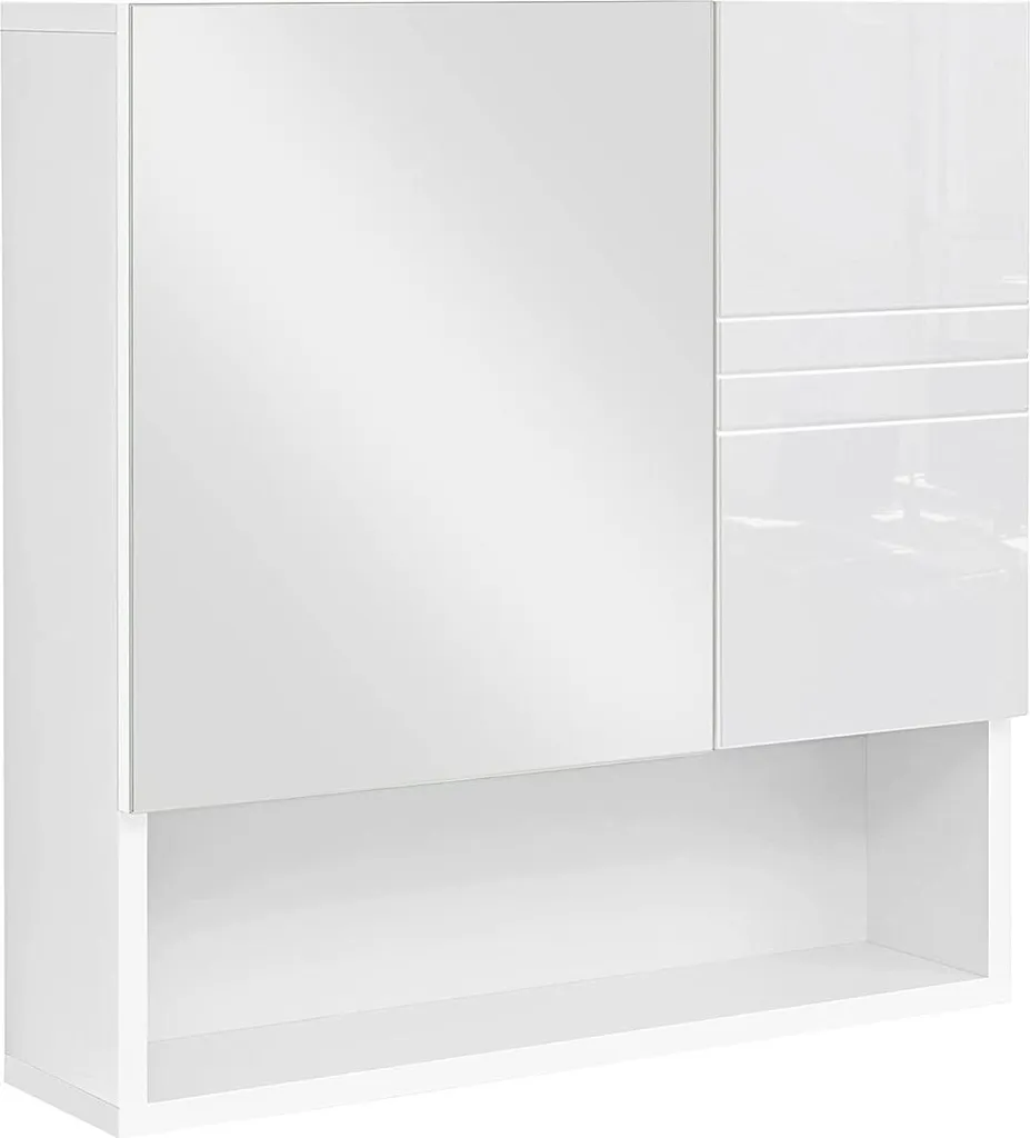 Armoire de toilette 54 x 15 x 55 cm blanche avec miroir et étagère