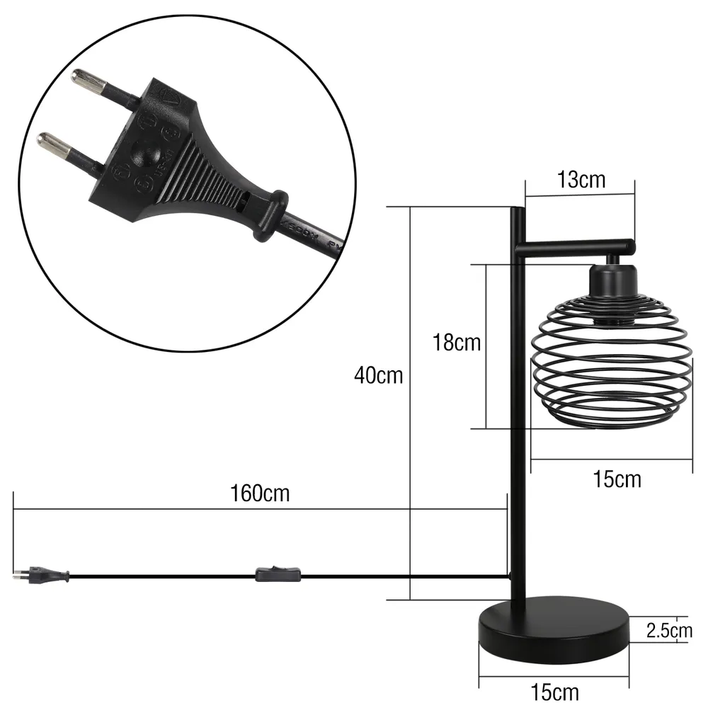 Éclairage d'Appoint Compact E27 Noir pour Petits Espaces et Tables de Nuit - 4