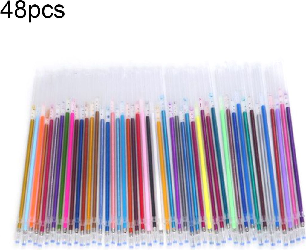 12/24/36/48/100pcs Multicolor 1mm Schreiben von Malerei Gel Stift Ersetzbare Nachfüllungen-Zufällige Farbe ,Größen:48pcs