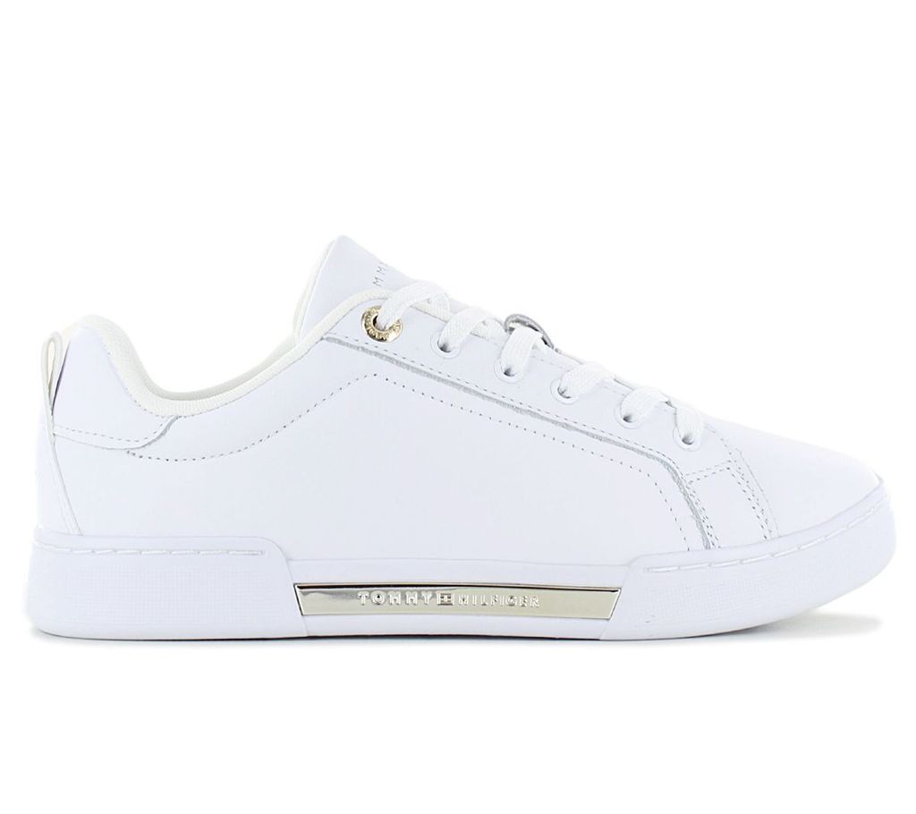 Tommy Hilfiger Chique Court Sneaker - Damen Schuhe Leder Weiß FW0FW07634-YBS , EU 39 UK 6