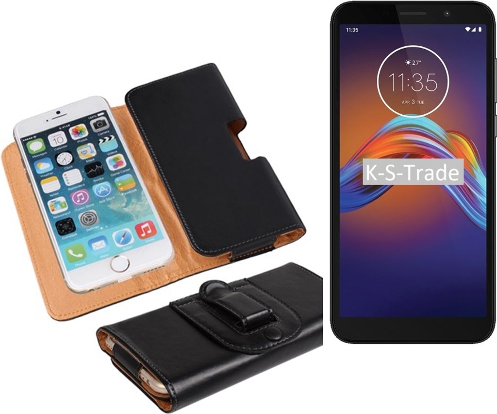 K-S-Trade Schützhülle Handyhülle kompatibel mit Motorola Moto E6 Play Holster Gürtel Tasche Schutzhülle Handy-Tasche Smartphone Case Seitentasche