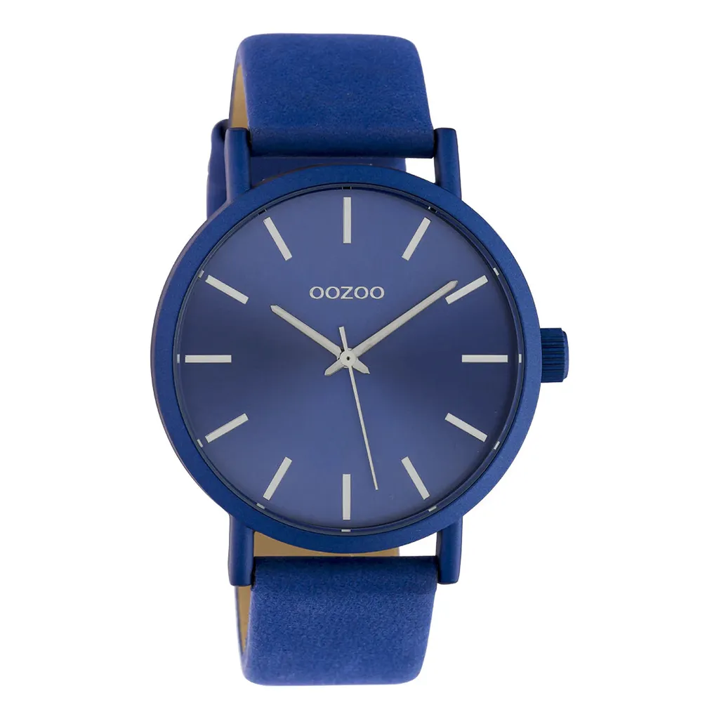 Montre Oozoo femme C10452 : élégant bracelet cuir bleu et cadran métal