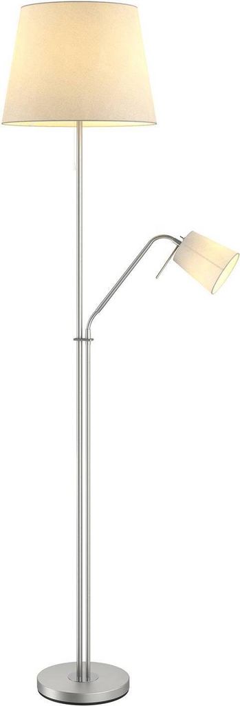 Lindby Stehleuchte Nantwin, 175 cm, weiß, nickel, Textil