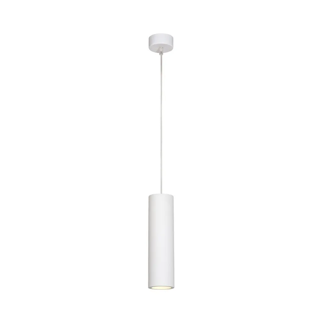 Lustre suspension tube en plâtre Glossy Gipsy blanc pour ampoule GU10