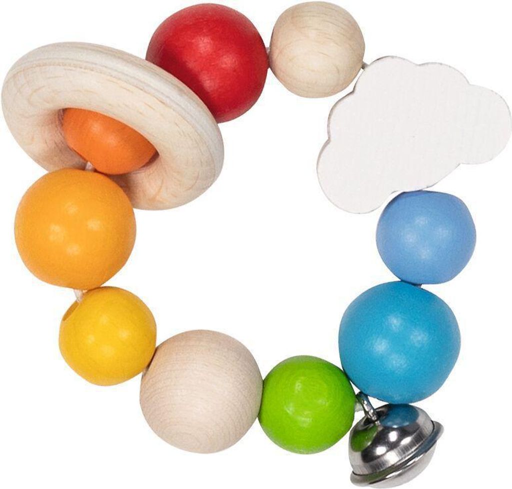 Goki Greifling Elastik Regenbogen, Holz, Mehrfarbig