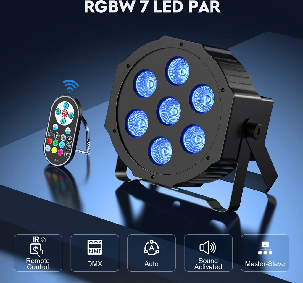 Solution Éclairage Scène 7 LED RGBW DMX - Kit de 4 Projecteurs Prise EU - 3