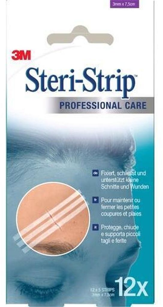 3M Steri-Strip wondsluitstrips, 3 x 75 mm (12 x 5 stuks) Productafbeelding 