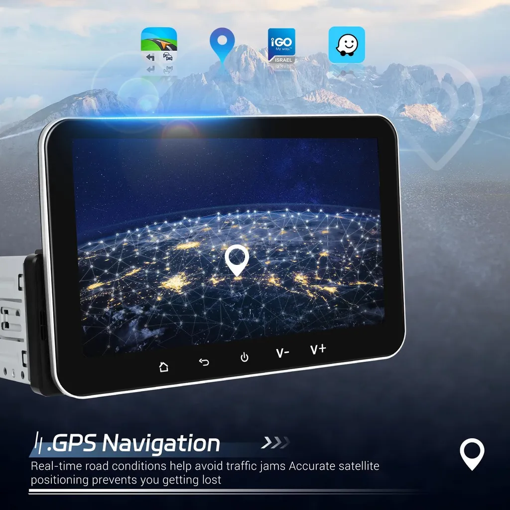 Station multimédia 1-DIN Android Auto et CarPlay écran escamotable GPS - 3