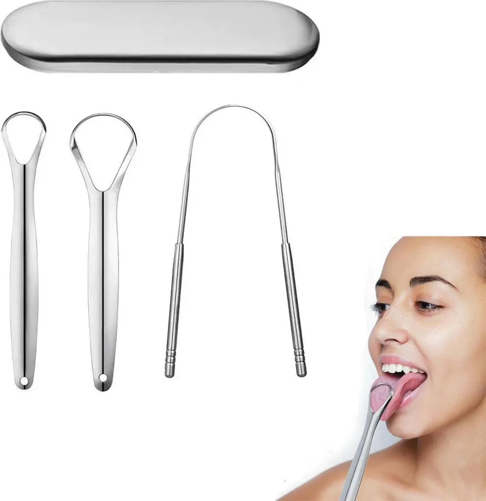 3 Gratte-langues en Acier Inoxydable 316L Médical - Anti-bactérien