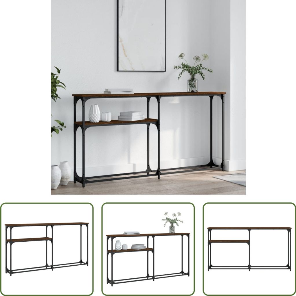 The Living Store Konsolentisch Braun Eichen-Optik 145x22,5x75 cm Holzwerkstoff
