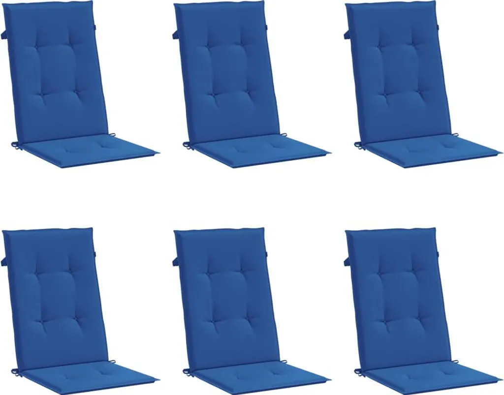 vidaXL Cuscini Sedie Giardino Schienale Alto 6 pz Blu Reale 120x50x3