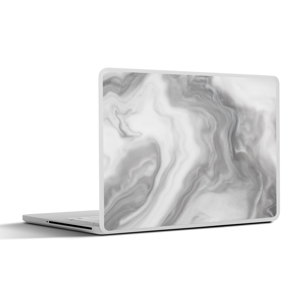 MuchoWow Laptop Aufkleber Sticker Cover Weiß mit schwarzem Marmor 31x22.5 cm - Laptop-Deko