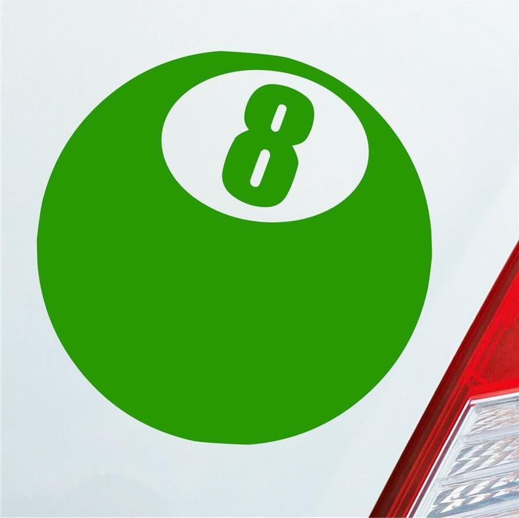 Auto Aufkleber Billard Kugel Ball Nummer 8 schwarze Acht 10x10 cm Hellgrün Sticker Heckscheibenaufkleber