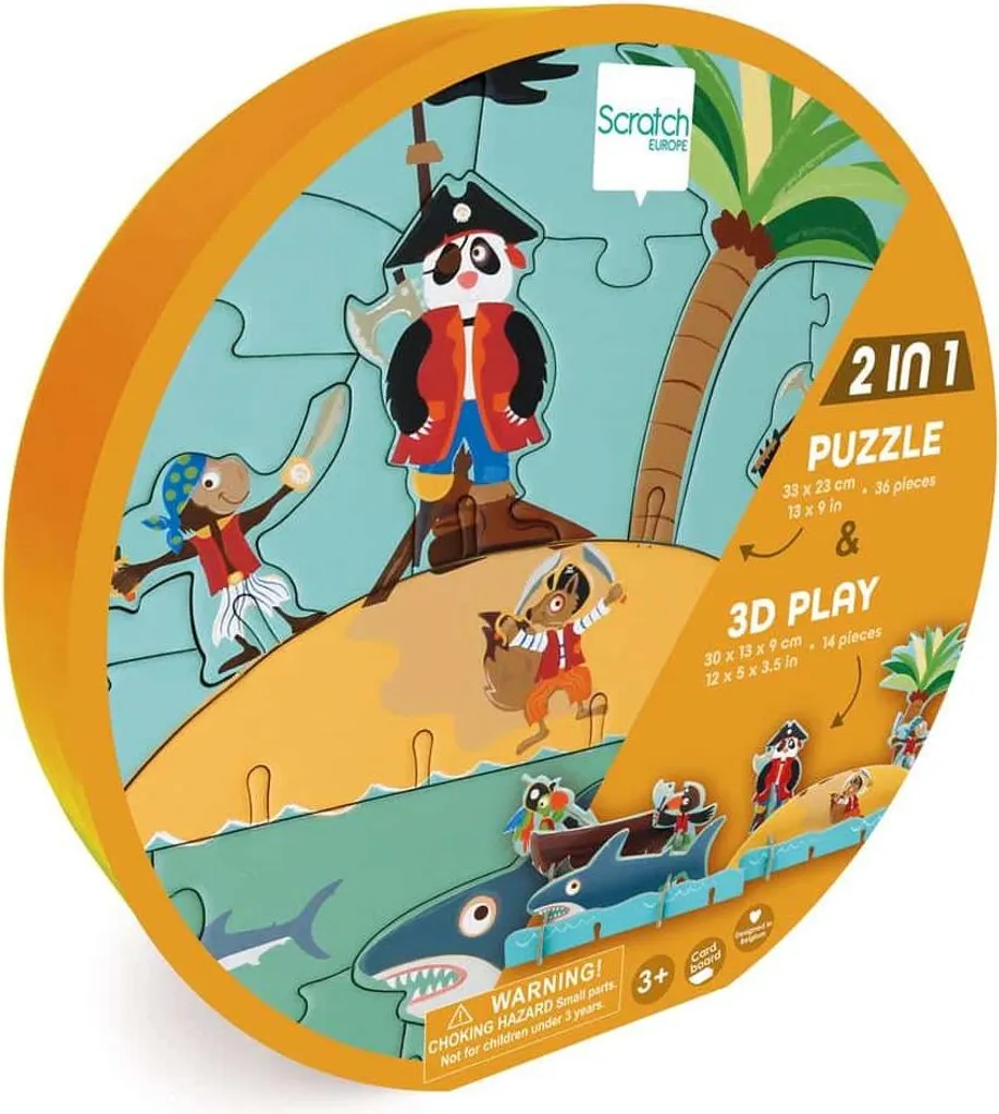 Puzzle 3D Pirates Scratch 36 pièces jeu sans écran durable