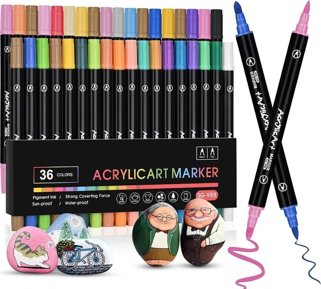 Acrylstifte, 36 Farben Doppelspitzen Stifte für Steine Produktbild 