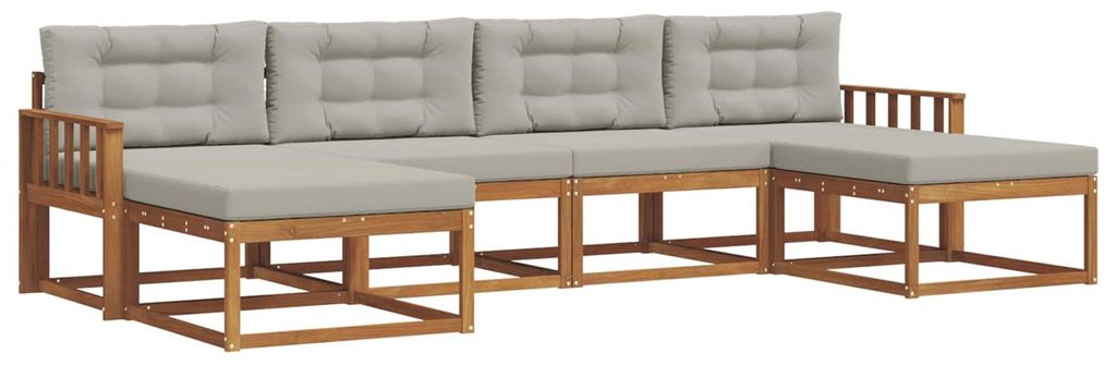 vidaXL Outdoor-Sofagarnitur mit Kissen 6 pcs Natürlich und Hellgrau