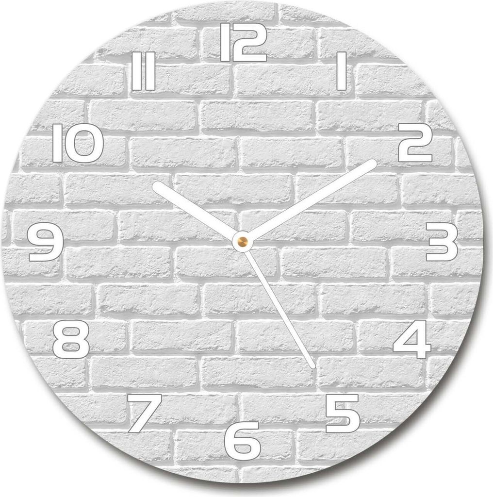 Wanduhr aus Glas 30fi Glasbild Glasuhr Gehärtetes Glas - weisse-zeiger - Brick wall
