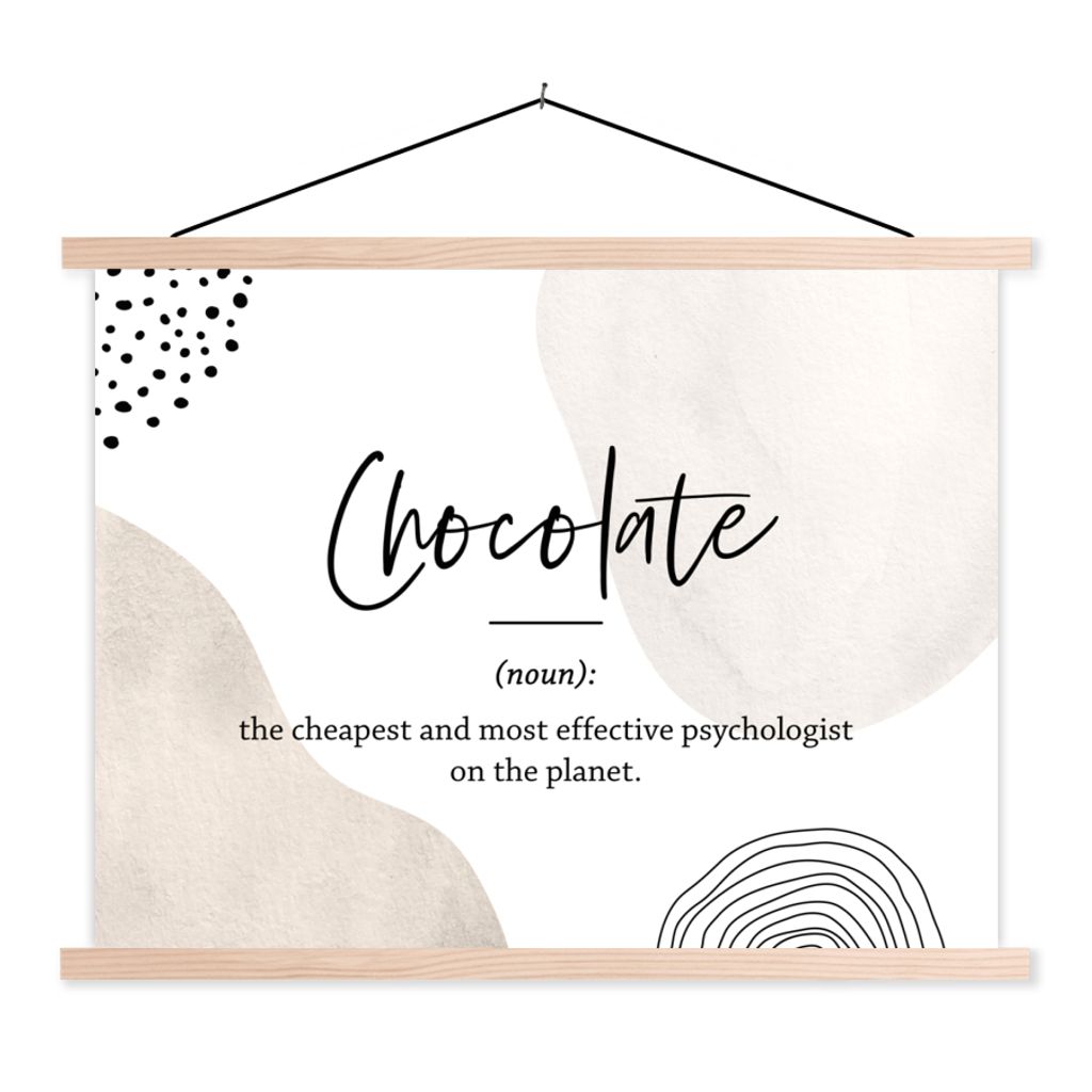 MuchoWow Textilposter Sprichwörter - Schokolade - Zitate - Wörterbuch - Definition Schokolade 120x90 cm mit holzfarbenen Rahmen - Magnetisch