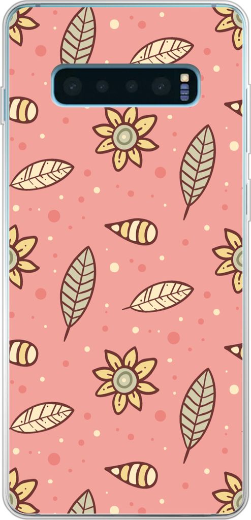 MuchoWow Handyhülle Schutzhülle Hülle für Telefoonhoesje Samsung Galaxy S10 Plus Muster - Blumen - Blätter - Mädchen - Kinder - Kinder Sili...