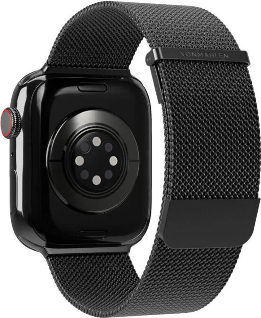 Bracelet Apple Watch 40/41/42 mm en Acier Inoxydable Noir Milanese Loop