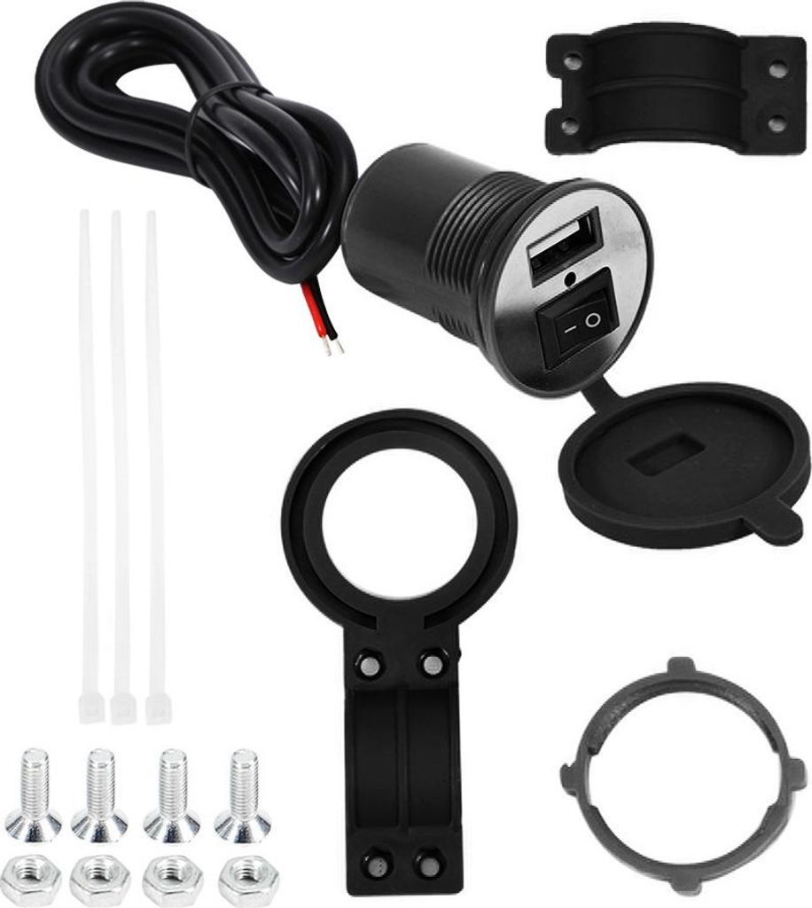 Motorrad -Griff -Bar -Telefonhalter wasserdichtes USB -Ladegerät DC 12V mit Schalter (schwarz)
