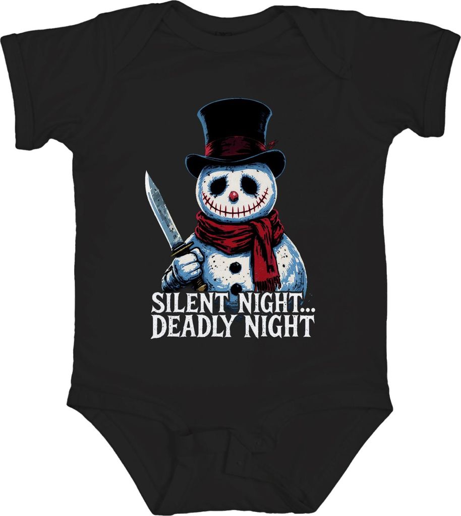 Silent Night Deadly Night Horror Schneemann Messer Weihnachten Unisex Baby Body, Schwarz, 6/12