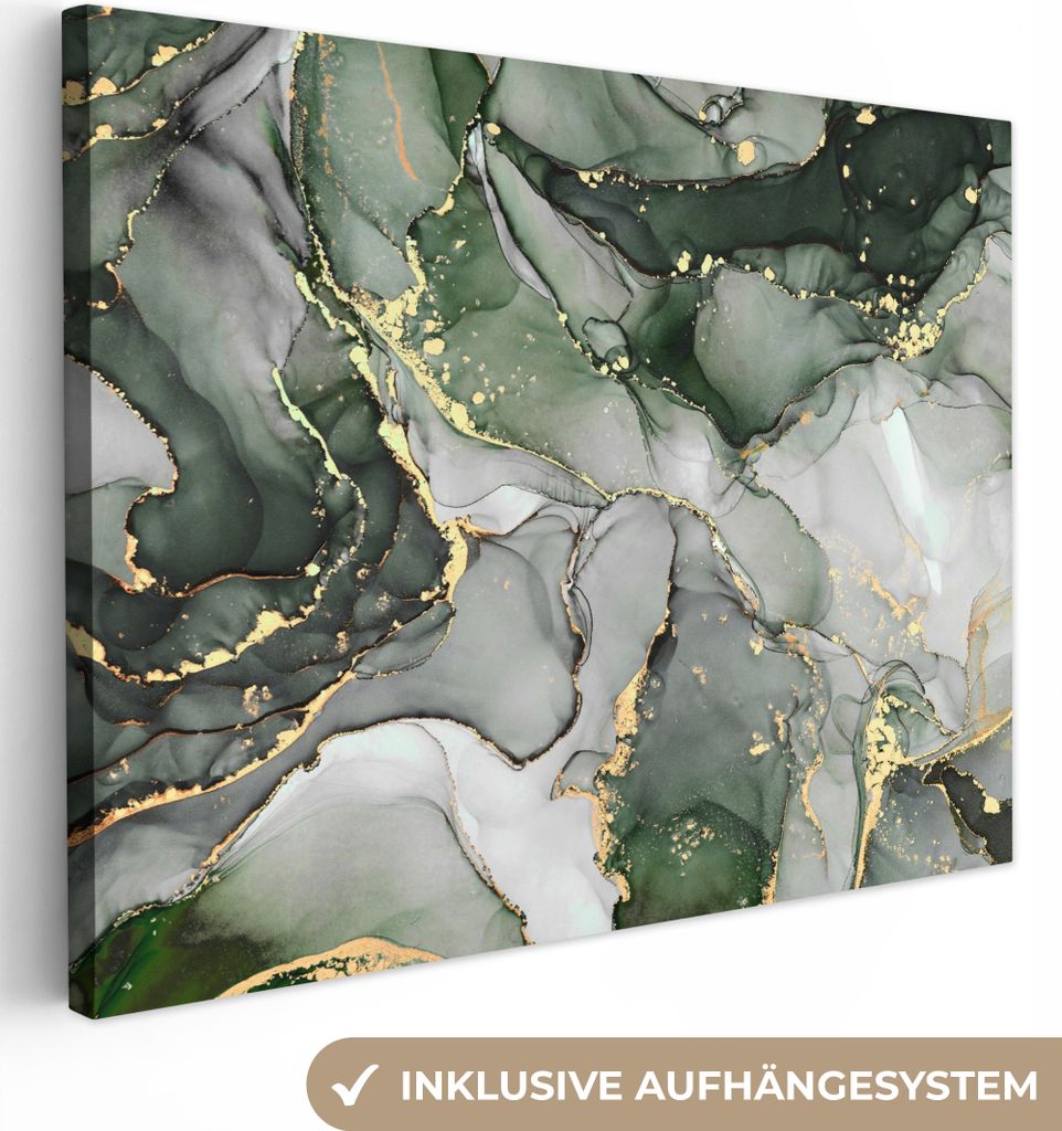 MuchoWow - Leinwandbilder - Luxus - Marmor - Grün, Wandbild, Wanddeko Bilder Wohnzimmer, 40x30 cm