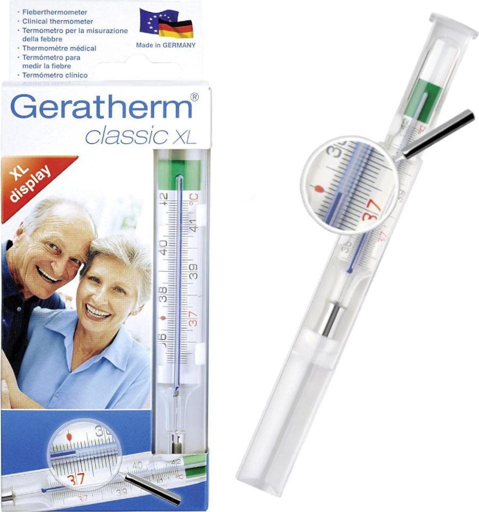 Termometr, bezrtęciowy, Geratherm Classic, szklany z lupą, Zdjęcie produktu 