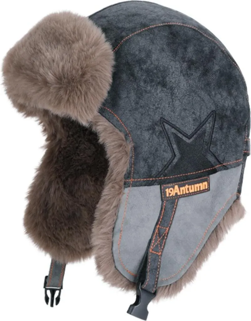 Chapeau de trappeur chaud avec rabats d'oreilles pour grand froid gris