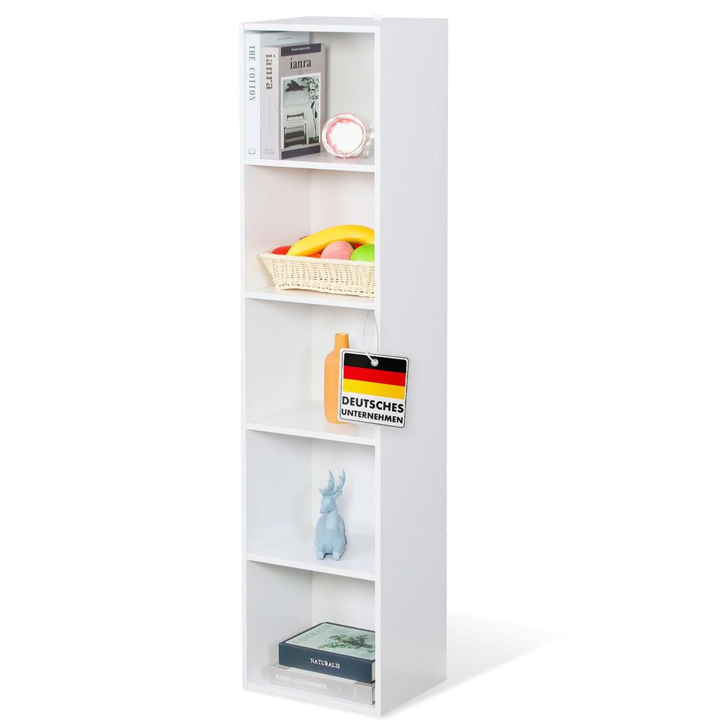Regał na książki, biały regał MDF z 5 poziomami, 32 x 24 x Zdjęcie produktu 