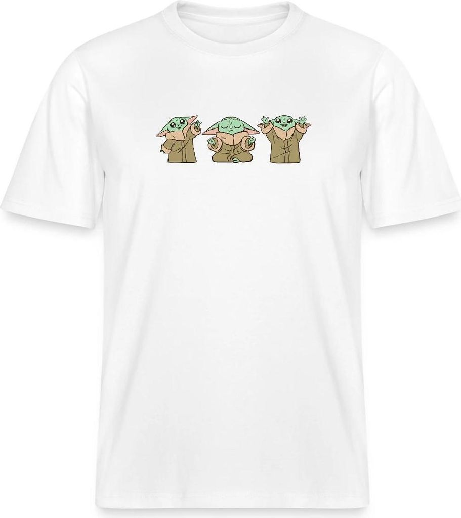 Star Wars: Mandalorian Grogu Posen Relaxed Fit Uni T-Shirt, XS, Weiß
