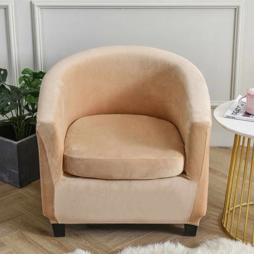 (Neues Beige) Club Stuhl Schonbezug Sesselhusse High Stretch Samt Badewanne Stuhlhussen Sessel Sofabezug Schonbezug Möbelschutz Soft Couch Bezüge...