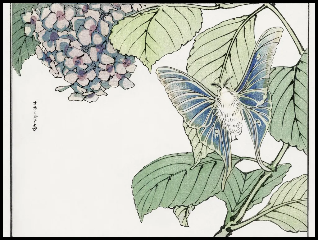 Stampa Artistica Morimoto Toko 100x75cm - Falena Giapponese Retrò