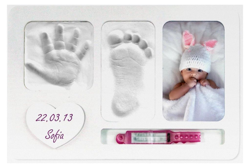 Rahmen für Fußabdrücke von Babys, Hände und Füße, Geschenkideen zur Taufe für Neugeborene und Mädchen, Set für Fußabdrücke zu Geburtstag...